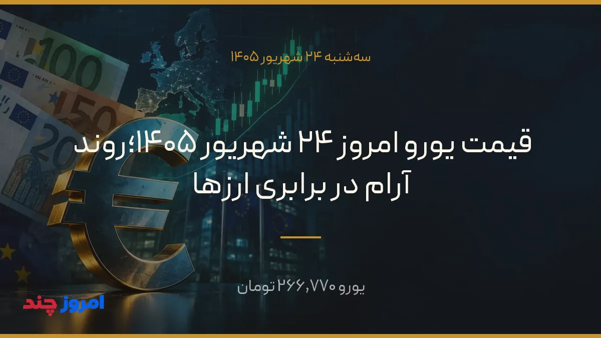 قیمت یورو امروز ۲۴ شهریور ۱۴۰۵؛روند آرام در برابری ارزها — ۲۴ شهریور ۱۴۰۵