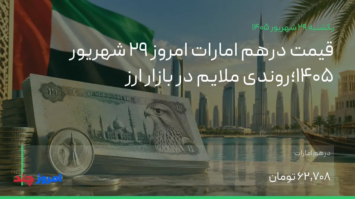 قیمت درهم امارات امروز ۲۹ شهریور ۱۴۰۵؛روندی ملایم در بازار ارز — ۲۹ شهریور ۱۴۰۵