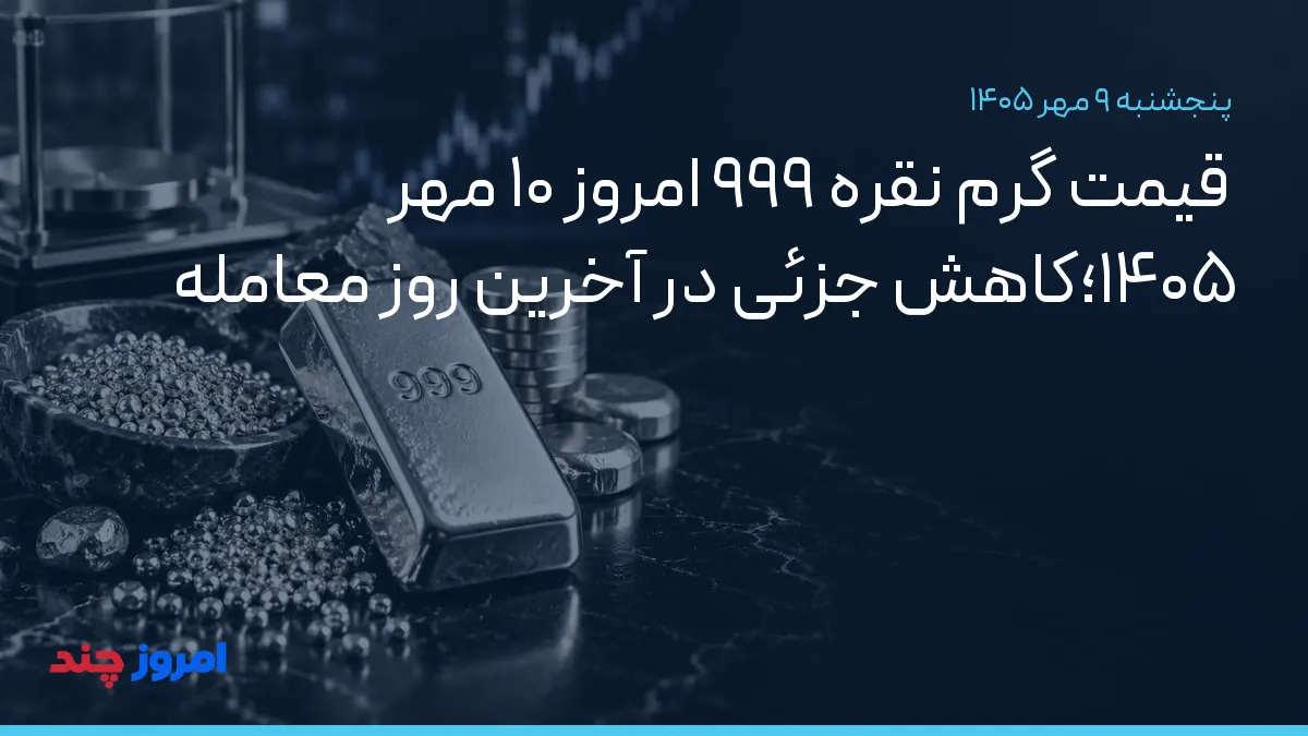 قیمت گرم نقره ۹۹۹ امروز ۱۰ مهر ۱۴۰۵؛کاهش جزئی در آخرین روز معامله — ۹ مهر ۱۴۰۵