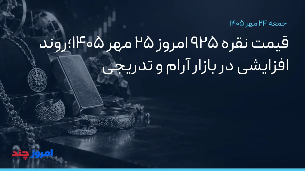 قیمت نقره ۹۲۵ امروز ۲۵ مهر ۱۴۰۵؛روند افزایشی در بازار آرام و تدریجی — ۲۴ مهر ۱۴۰۵