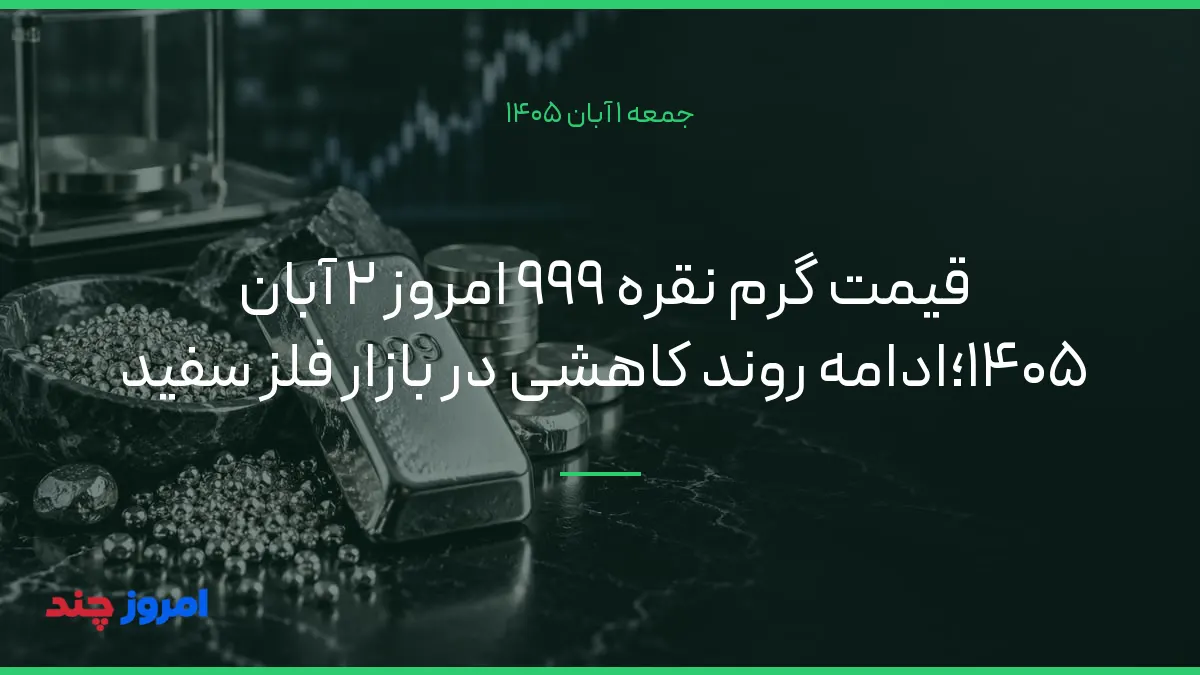 قیمت گرم نقره ۹۹۹ امروز ۲ آبان ۱۴۰۵؛ادامه روند کاهشی در بازار فلز سفید — ۱ آبان ۱۴۰۵