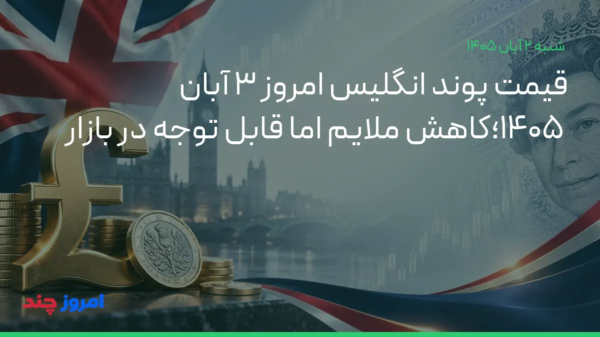 قیمت پوند انگلیس امروز ۳ آبان ۱۴۰۵؛کاهش ملایم اما قابل توجه در بازار — ۲ آبان ۱۴۰۵