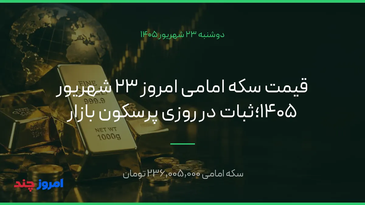 قیمت سکه امامی امروز ۲۳ شهریور ۱۴۰۵؛ثبات در روزی پرسکون بازار — ۲۳ شهریور ۱۴۰۵