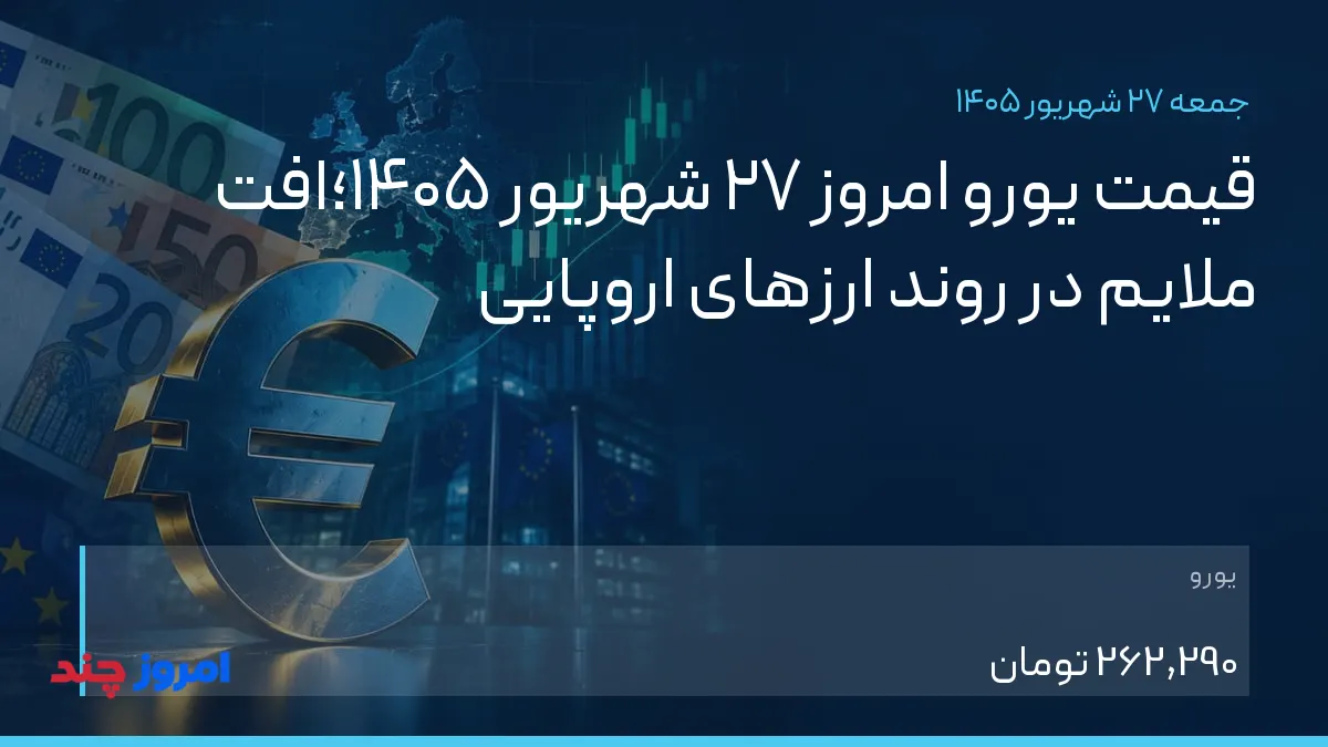 قیمت یورو امروز ۲۷ شهریور ۱۴۰۵؛افت ملایم در روند ارزهای اروپایی — ۲۷ شهریور ۱۴۰۵