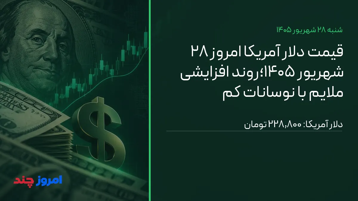 قیمت دلار آمریکا امروز ۲۸ شهریور ۱۴۰۵؛روند افزایشی ملایم با نوسانات کم — ۲۸ شهریور ۱۴۰۵
