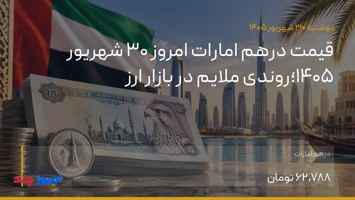 قیمت درهم امارات امروز ۳۰ شهریور ۱۴۰۵؛روندی ملایم در بازار ارز — ۳۰ شهریور ۱۴۰۵