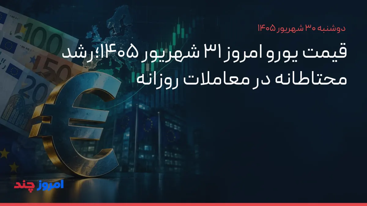قیمت یورو امروز ۳۱ شهریور ۱۴۰۵؛رشد محتاطانه در معاملات روزانه — ۳۰ شهریور ۱۴۰۵