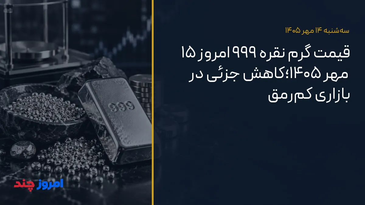قیمت گرم نقره ۹۹۹ امروز ۱۵ مهر ۱۴۰۵؛کاهش جزئی در بازاری کم‌رمق — ۱۴ مهر ۱۴۰۵
