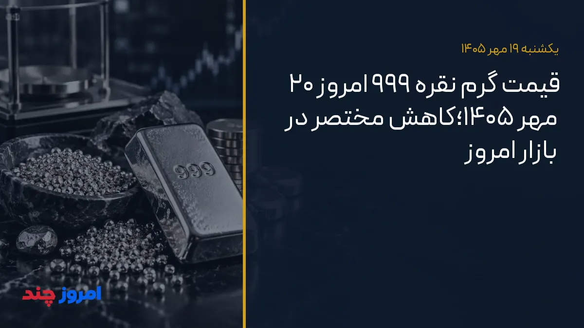 قیمت گرم نقره ۹۹۹ امروز ۲۰ مهر ۱۴۰۵؛کاهش مختصر در بازار امروز — ۱۹ مهر ۱۴۰۵