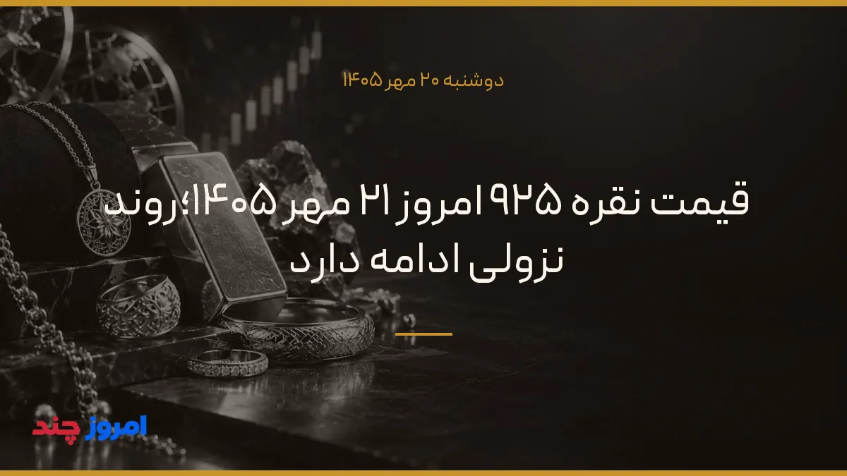 قیمت نقره ۹۲۵ امروز ۲۱ مهر ۱۴۰۵؛روند نزولی ادامه دارد — ۲۰ مهر ۱۴۰۵