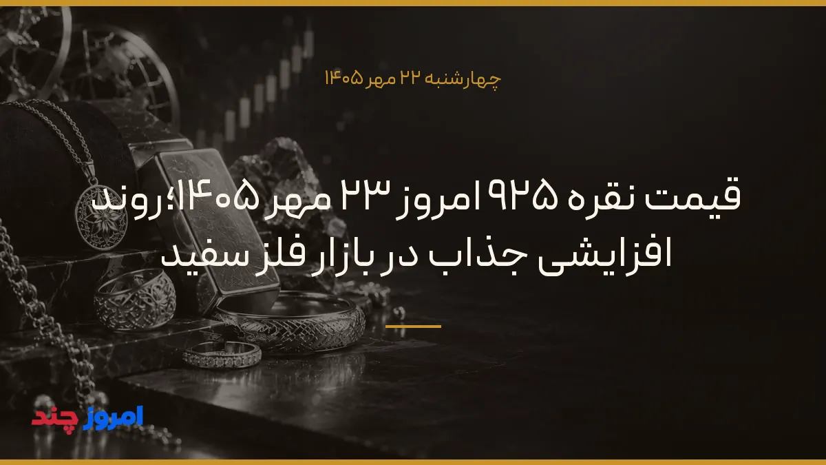 قیمت نقره ۹۲۵ امروز ۲۳ مهر ۱۴۰۵؛روند افزایشی جذاب در بازار فلز سفید — ۲۲ مهر ۱۴۰۵