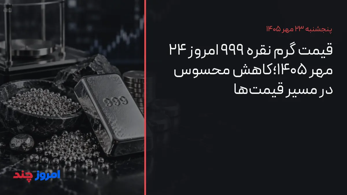 قیمت گرم نقره ۹۹۹ امروز ۲۴ مهر ۱۴۰۵؛کاهش محسوس در مسیر قیمتها — ۲۳ مهر ۱۴۰۵