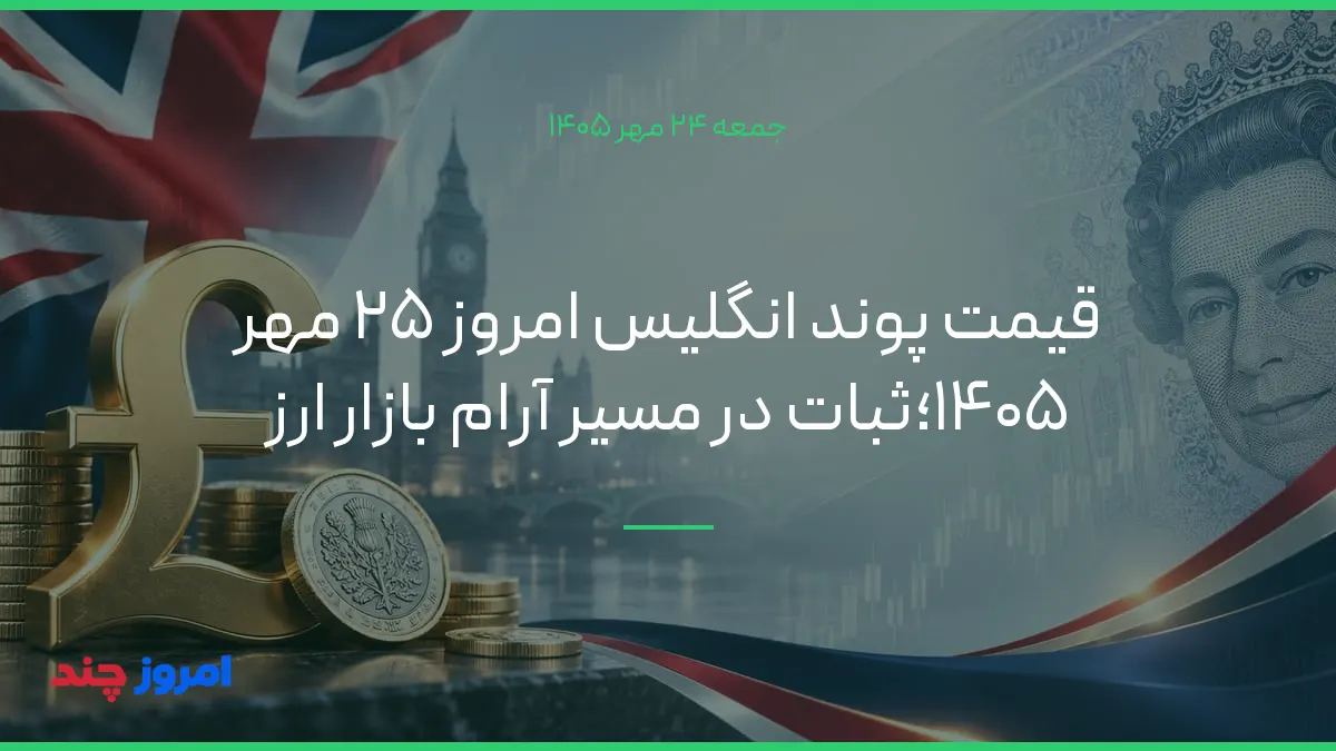قیمت پوند انگلیس امروز ۲۵ مهر ۱۴۰۵؛ثبات در مسیر آرام بازار ارز — ۲۴ مهر ۱۴۰۵