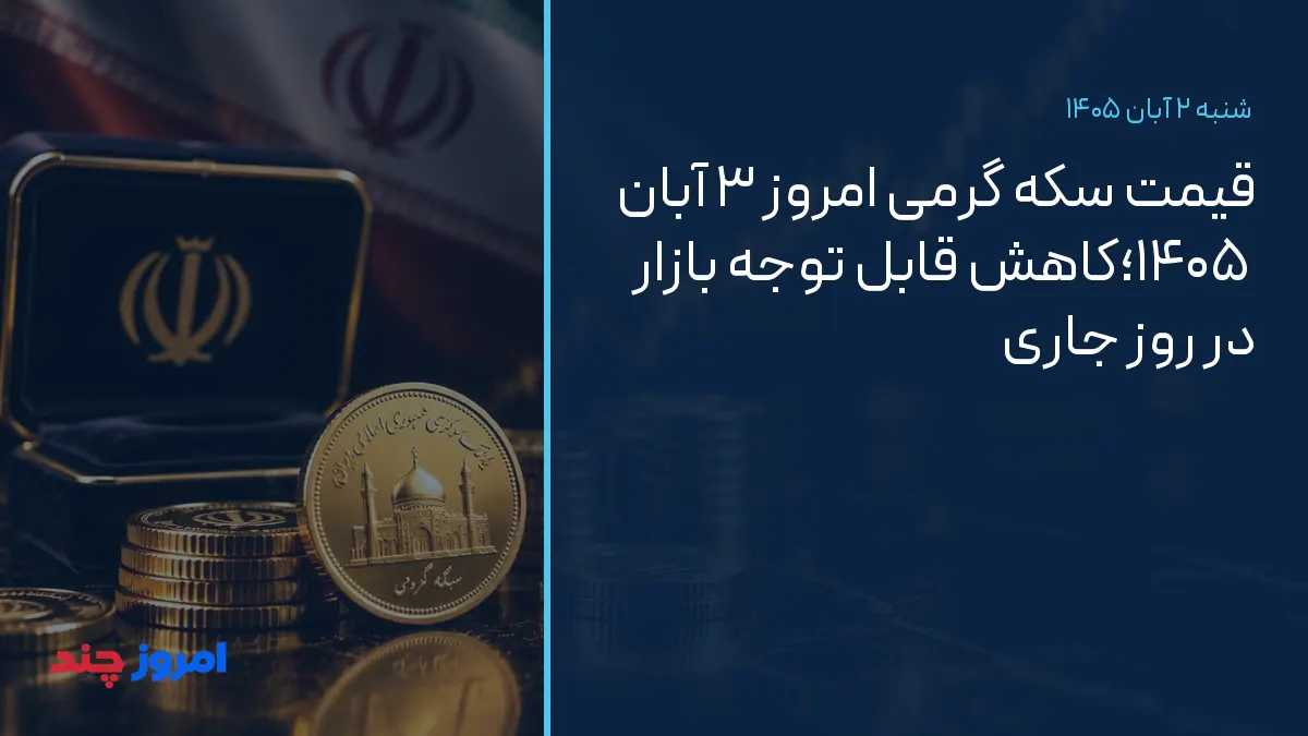 قیمت سکه گرمی امروز ۳ آبان ۱۴۰۵؛کاهش قابل توجه بازار در روز جاری — ۲ آبان ۱۴۰۵