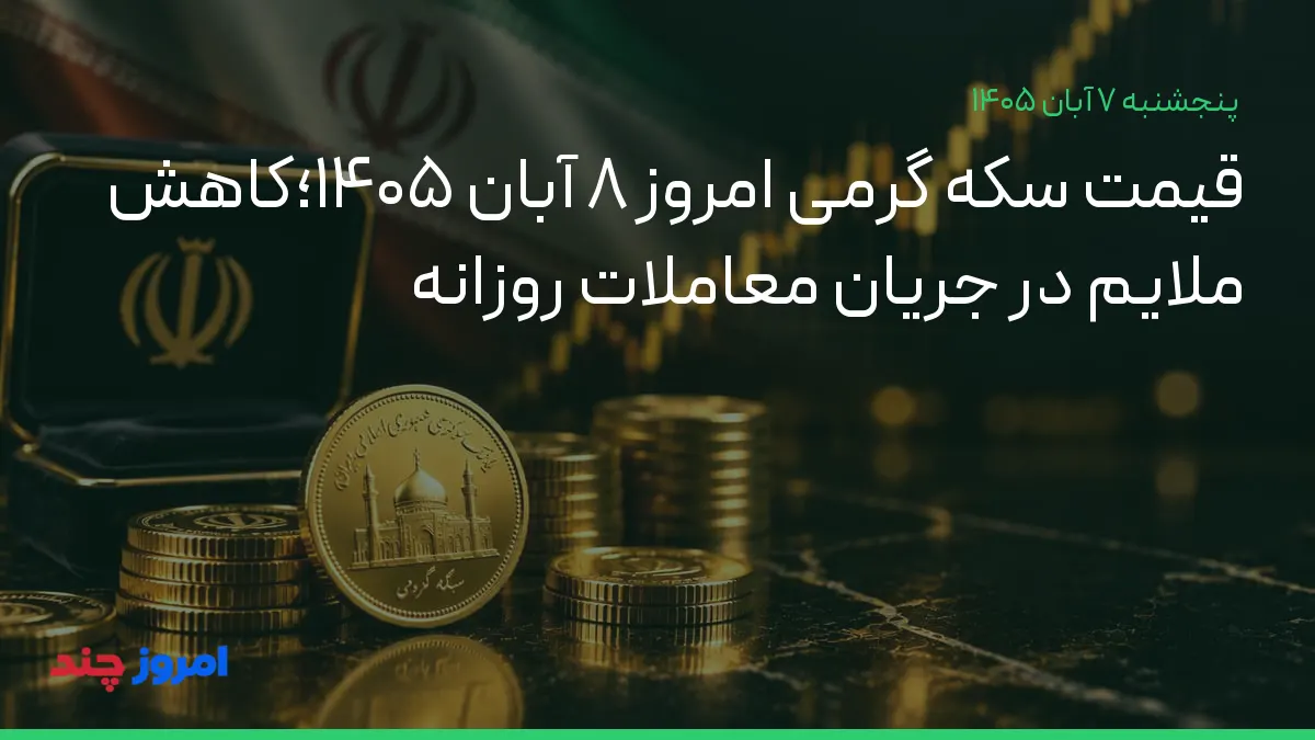 قیمت سکه گرمی امروز ۸ آبان ۱۴۰۵؛کاهش ملایم در جریان معاملات روزانه — ۷ آبان ۱۴۰۵